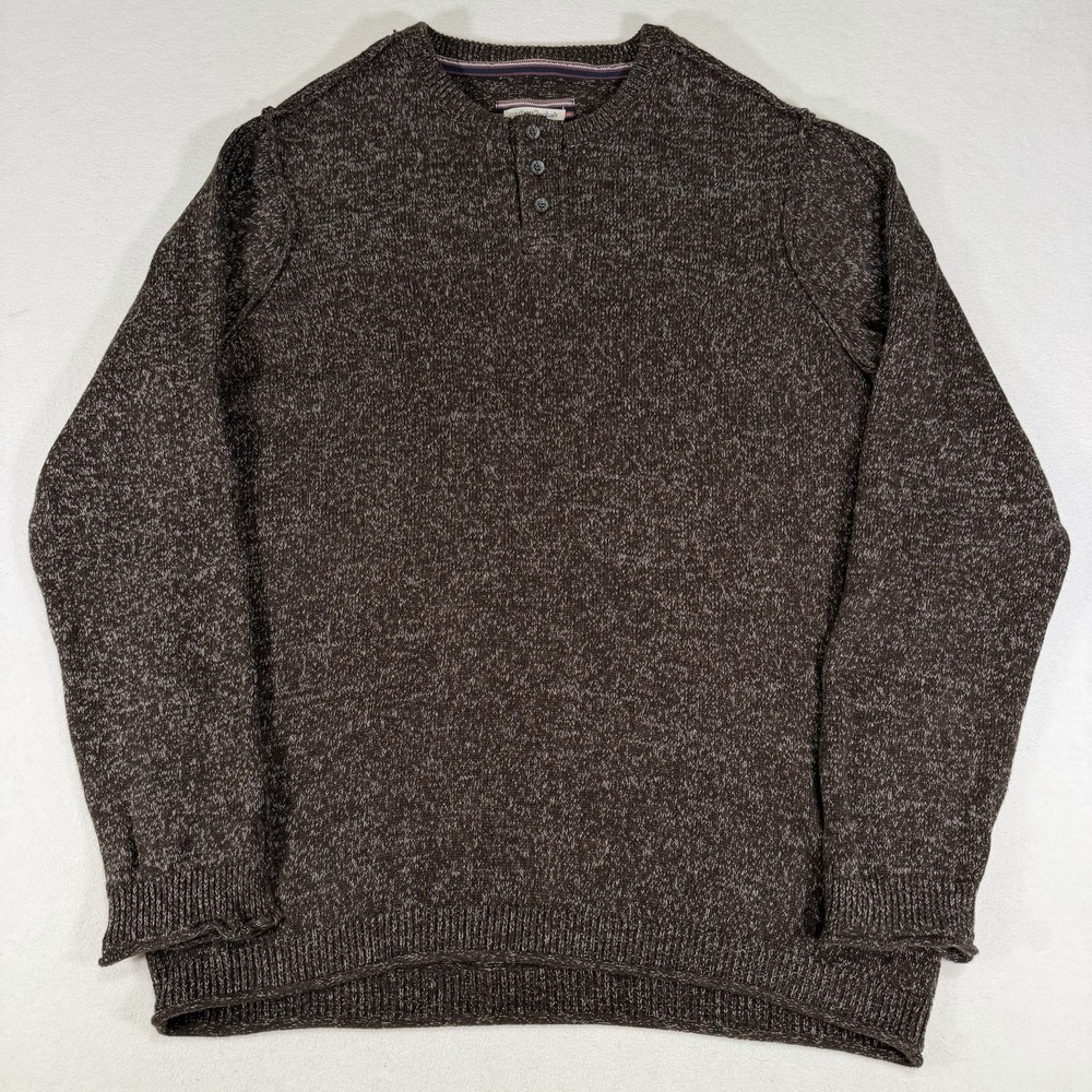 Carbon 2 Cobalt Henley Sweater Mens Medium Brown Pullover Outdoor‎ Casual Preppy